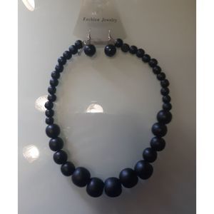 Wood Bead Necklace and Earring set Fashion Jewelry